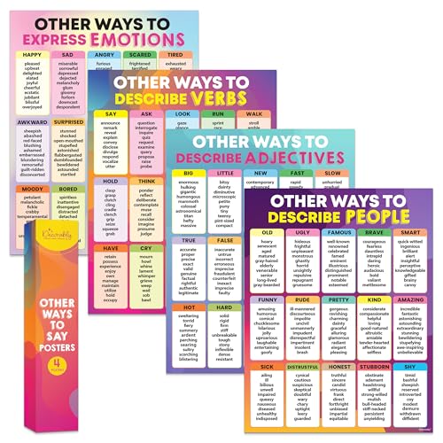 4 englische Lehrer-Poster – 43.2x55.9 cm Klassenzimmer-Dekorationen, Sprachkunst, englische Klassenzimmer-Dekoration, Adjektiv-Poster, verschiedene Möglichkeiten, Poster zu sagen 4 englische Lehrer-Poster – 43.2x55.9 cm Klassenzimmer-Dekorationen, Sprachkunst, englische Klassenzimmer-Dekoration, Adjektiv-Poster, verschiedene Möglichkeiten, Poster zu sagen von Decorably