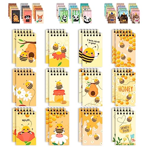 Decorably Mini-Notizblöcke mit Bienen-Motiv, 6,1 x 10,2 cm, Mini-Notizbücher für Partytüten, federgebunden, 20 Blatt, 24 Stück von Decorably