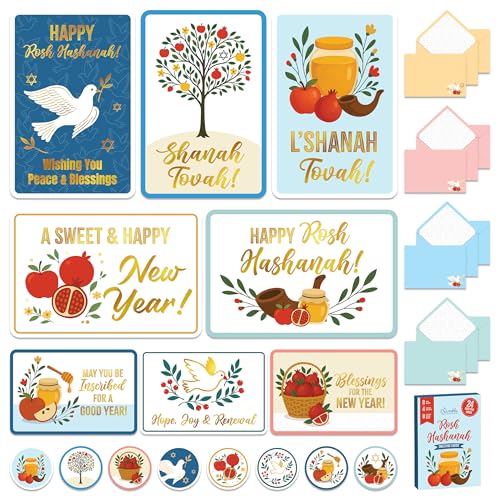 Decorably Rosh Hashanah Karten-Sortiment, 10,2 x 15,2 cm, 24 Karten von Decorably