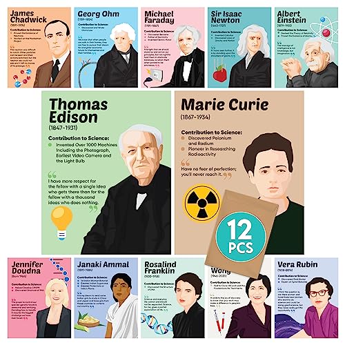 Wissenschaftsposter für Klassenzimmer, Grundschule, 27.9x35.6 cm, Wissenschaft, Klassenzimmer, Wissenschaftsposter, Mittelschule, Dekoration, Wissenschaftler-Poster für Klassenzimmer, 12 Stück Wissenschaftsposter für Klassenzimmer, Grundschule, 27.9x35.6 cm, Wissenschaft, Klassenzimmer, Wissenschaftsposter, Mittelschule, Dekoration, Wissenschaftler-Poster für Klassenzimmer, 12 Stück von Decorably