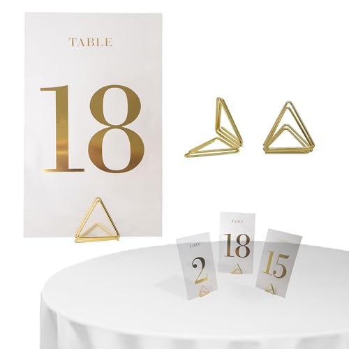 Decoraparty 20 Tischkarten + Basis, transparente Tischmarkierungen mit eleganten goldenen Zahlen, nummeriert, Halter von 1 bis 20 für Tisch Zeremonie Hochzeit Jahrestag Events, 7 x 12 cm von Decoraparty