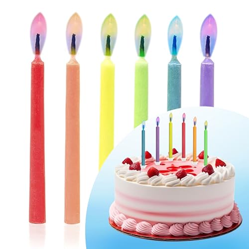 Decoraparty 6 Kerzen mit bunter Flamme, für Kindergeburtstage, Feiern, Dekoration aus Wachs, Kerzen mit Kunststoffhaltern für Kuchen, Cupcakes, Höhe 6 cm (Set mit 6 Stück) von Decoraparty