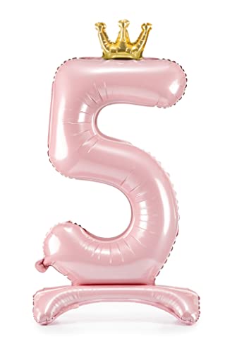Decoraparty Folienballon Rosa aus Aluminium mit Zahl 5 stehend, 84 cm, Ballon Foil Stand für Damen, aufblasbar mit Luft für Party, Geburtstag, Jahrestag, Schulabschluss, Mädchen von Decoraparty