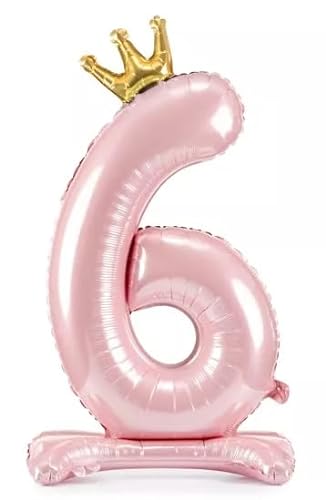 Decoraparty Folienballon Rosa mit Zahl 6 in Füßen 84 cm, Ballonfolie aus Aluminium, aufblasbar, mit Luft für Party, Geburtstag, Jahrestag, Abschlussfeier, Mädchen von Decoraparty