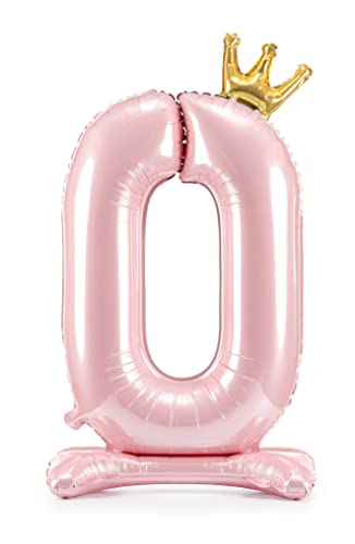Decoraparty Folienballon mit Zahl 0, stehend, rosa, Ballon Folie aus Aluminium, für Damen, aufblasbar, für Party, Geburtstag, Jahrestag, Abschlussfeier, Mädchen, 84 cm von Decoraparty