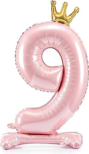 Decoraparty Folienballon mit Zahl 9 Rosa stehend aus Aluminium, aufblasbarer Folienballon Stand mit Luft für Party, Geburtstag, Jahrestag, Abschlussfeier, Mädchen, 84 cm Decoraparty Folienballon mit Zahl 9 Rosa stehend aus Aluminium, aufblasbarer Folienballon Stand mit Luft für Party, Geburtstag, Jahrestag, Abschlussfeier, Mädchen, 84 cm von Decoraparty