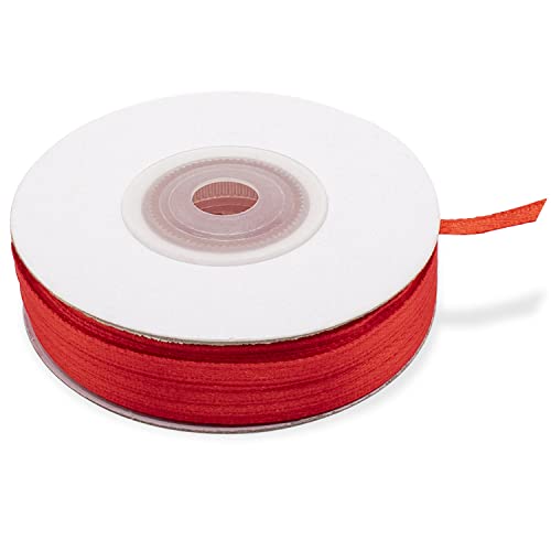 Decoraparty Rotes Satinband 3 mm Satinband für Geschenkidee Hochzeit Taufe Kommunion Konfirmation Valentinstag Abschlussfeier Gastgeschenk Rolle 50 m von Decoraparty