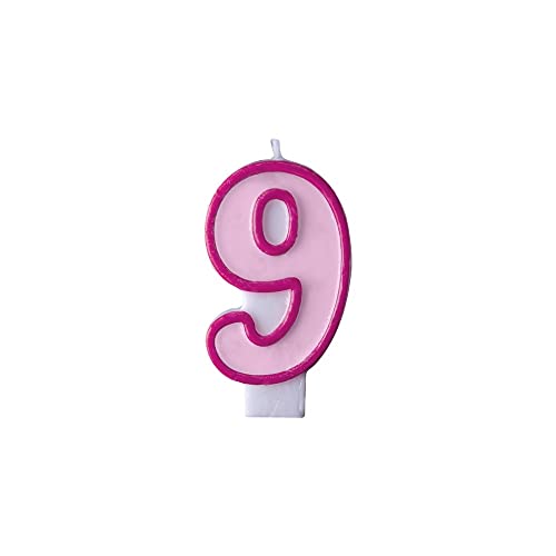 Geburtstagskerze Zahl 9 Rosa, Kerze Höhe 7 cm, Wachs, Kuchen, Jahrestag, Party, Ruhestand, Gender Reveal für Jungen und Mädchen von Decoraparty