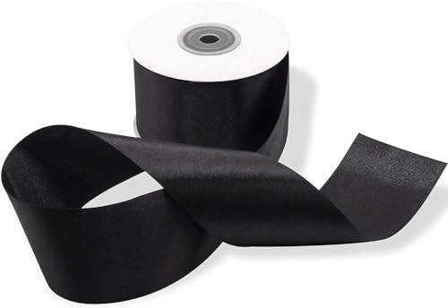 Rollenband, 50 mm, Doppelsatin, schwarz, 25 m, Bandstärke, 5 cm für Hochzeit, Taufe, Weihnachten, Neujahr, Geschenkidee von Decoraparty