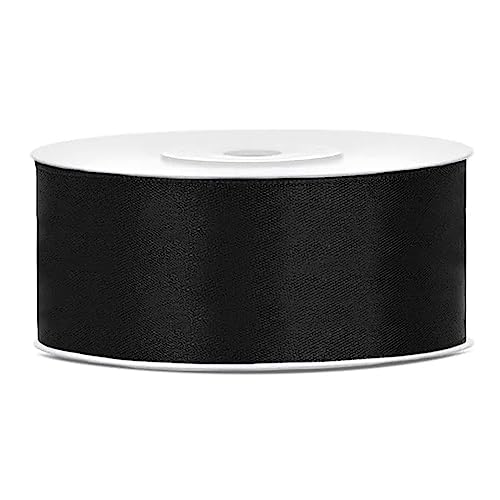 Schwarzes Band aus doppeltem Satin, 25 mm, Band für Hochzeit, Taufe, Weihnachten, Neujahr, Geschenkidee für Gastgeschenke, Spule, Rolle, 25 m Schwarzes Band aus doppeltem Satin, 25 mm, Band für Hochzeit, Taufe, Weihnachten, Neujahr, Geschenkidee für Gastgeschenke, Spule, Rolle, 25 m von Decoraparty