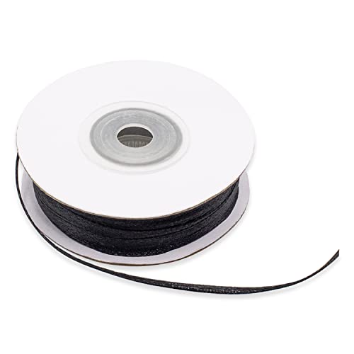 Schwarzes Band aus doppeltem Satin, 3 mm, Satinband, für Gastgeschenke, Hochzeit, Taufe, Kommunion, Konfirmation, Weihnachtsfeier, 50 m Rolle Schwarzes Band aus doppeltem Satin, 3 mm, Satinband, für Gastgeschenke, Hochzeit, Taufe, Kommunion, Konfirmation, Weihnachtsfeier, 50 m Rolle von Decoraparty