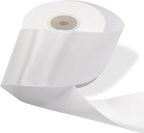 Weißes Satinband 50 mm Spule L 25 Meter Band Dicke 5 cm Dicke für Geschenkidee Hochzeit Taufe Weihnachten Neujahr Gastgeschenk Rolle Weißes Satinband 50 mm Spule L 25 Meter Band Dicke 5 cm Dicke für Geschenkidee Hochzeit Taufe Weihnachten Neujahr Gastgeschenk Rolle von Decoraparty
