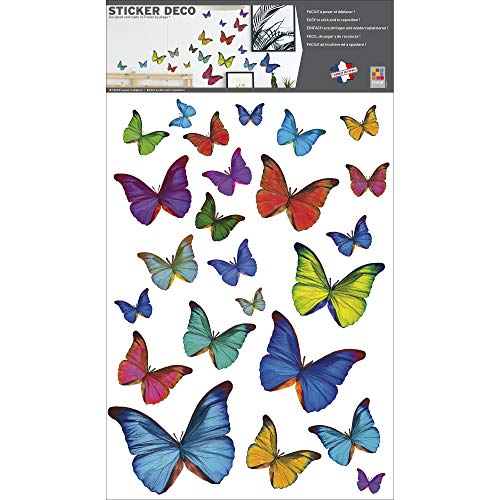 Dekoration, selbstklebend, 152894 Schmetterlinge, Mehrfarbig, 1 Bogen 48 x 48 cm, Vynil, Mehrfarbig, 48 x 68 cm von Décoration adhésive