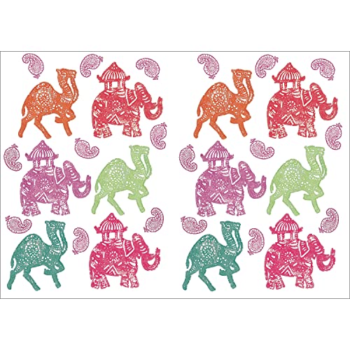 Selbstklebende Dekoration 157122 Elefanten Indianer, Polyvinyl, mehrfarbig, 21 x 0,1 x 29,6 cm von Décoration adhésive
