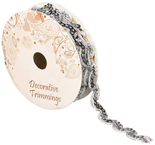 Decorative Trimmings Paillettenbesatz, silberfarben, 1,1 x 9,1 cm von Decorative Trimmings