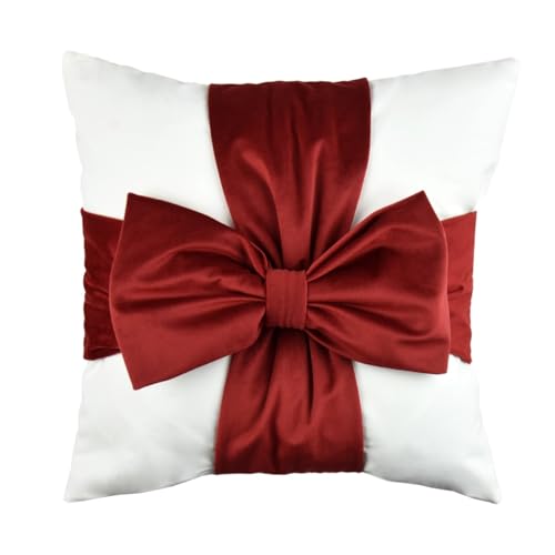 Decordruk - Kissenbezug - Dekorativer Kopfkissenbezug in Form Einer Schleife - Kissenbezüge - aus weichem Samtstoff - deko Zimmer und Wohnzimmer - 40x40 cm - Rot Decordruk - Kissenbezug - Dekorativer Kopfkissenbezug in Form Einer Schleife - Kissenbezüge - aus weichem Samtstoff - deko Zimmer und Wohnzimmer - 40x40 cm - Rot von Decordruk