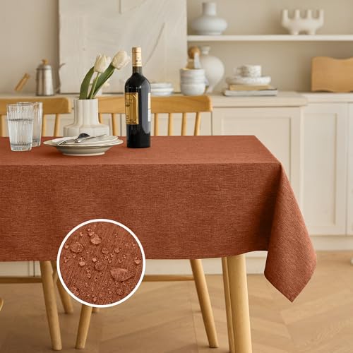 Decorelia Wasserabweisende Kunstleder-Tischdecken für rechteckige Tische, wasserdicht, für den Außenbereich, Bauernhaus-Tischdecke für Bankett, Party, Camping und Hochzeit (länglich, 132 x 178 cm (4–6 von Decorelia