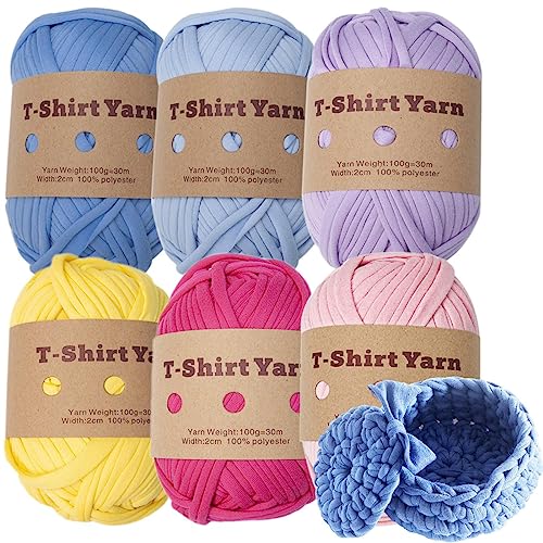 Decorhome Garn zum Stricken – 6 verschiedene Farben, weiches Polyester-Strick- und Häkelgarn – waschbar und leicht elastisch, handgestrickt, Zubehör für Körbe, Pads, Projekte, Geschenk für Decorhome Garn zum Stricken – 6 verschiedene Farben, weiches Polyester-Strick- und Häkelgarn – waschbar und leicht elastisch, handgestrickt, Zubehör für Körbe, Pads, Projekte, Geschenk für von Decorhome