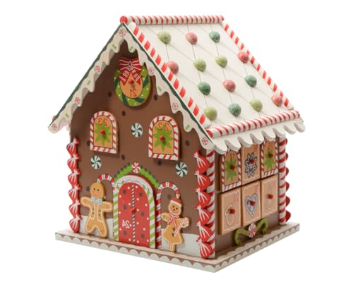 Kaemingk Buntes Adventskalender Knusperhäuschen aus Holz von Decoris