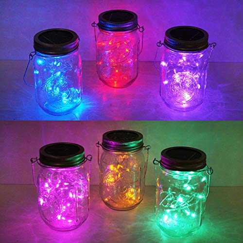 Decorman 6 Stück Einmachglas-Lichter, mehrfarbig, dekorative Beleuchtung, passend für reguläre Einmachgläser (Gläser nicht im Lieferumfang enthalten) 10 LED mehrfarbig von Decorman