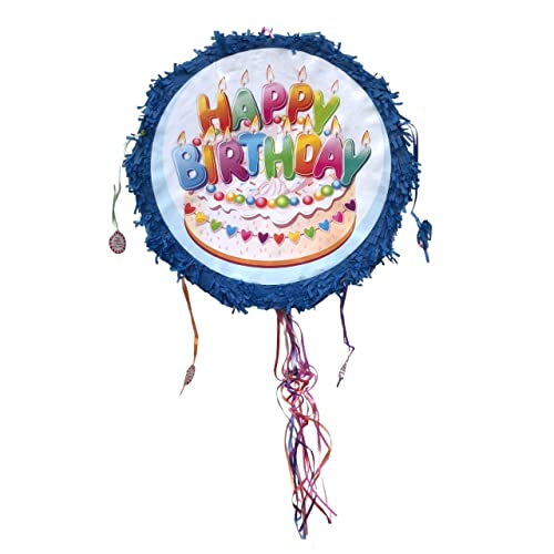 Pinata "Happy Birthday" rund zum Befüllen und Aufhängen zur Party-Deko, Kinder-Geburtstag, Maße: 50 x 50 x 10 cm von Decotrend-Line