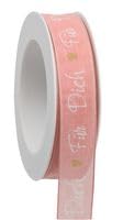 Dekoband mit Aufschrift FÜR DICH I B: 25 mm L:20 Meter I Schleifenband I rosa Dekoband mit Aufschrift FÜR DICH I B: 25 mm L:20 Meter I Schleifenband I rosa von Decpero