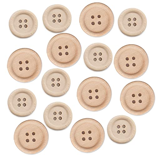 Holzknöpfe natur I 150 Stück I 18mm + 25mm I naturbelassen I 4 Löcher Holzknöpfe natur I 150 Stück I 18mm + 25mm I naturbelassen I 4 Löcher von Decpero