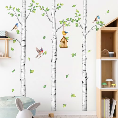 Decvictor Wandtattoo Birke Baum Weiße realistische Baum Wandsticker Kinderzimmer Babyzimmer Jungenzimmer Mädchenzimmer Wanddeko (H: 171cm) von Decvictor