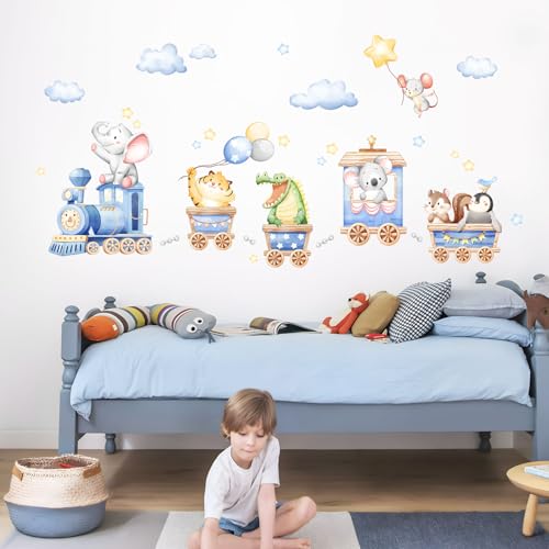 Decvictor Wandtattoo Blauer Safari-Tierzug Wandaufkleber Elefant Tiger Krokodil auf Ausflug Wandsticker Kinderzimmer Babyzimmer Jungenzimmer Mädchenzimmer Wanddeko Decvictor Wandtattoo Blauer Safari-Tierzug Wandaufkleber Elefant Tiger Krokodil auf Ausflug Wandsticker Kinderzimmer Babyzimmer Jungenzimmer Mädchenzimmer Wanddeko von Decvictor