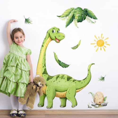 Decvictor Wandtattoo Großer Niedlicher Dinosaurier Wandaufkleber Cartoon Brachiosaurus Dinosaurier Wandsticker Kinderzimmer Babyzimmer Jungenzimmer Mädchenzimmer Wanddeko (W86 * H120 cm) von Decvictor