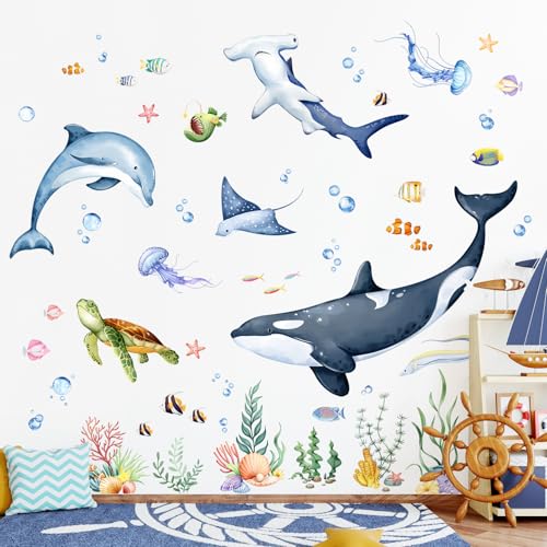 Decvictor Wandtattoo Meeresleben Wandaufkleber Wale Delfin Schildkröte Quallen Seegras Wandsticker Kinderzimmer Babyzimmer Jungenzimmer Wanddeko Decvictor Wandtattoo Meeresleben Wandaufkleber Wale Delfin Schildkröte Quallen Seegras Wandsticker Kinderzimmer Babyzimmer Jungenzimmer Wanddeko von Decvictor