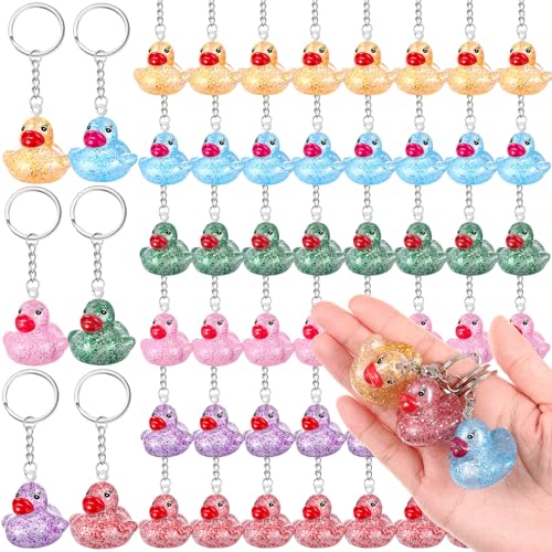 Deekin Gummi-Enten-Schlüsselanhänger, 5,5 cm, Quietsch-Ente, niedlich, 3D-Ketten, für Karneval, Party, Geschenk, 60 Stück Deekin Gummi-Enten-Schlüsselanhänger, 5,5 cm, Quietsch-Ente, niedlich, 3D-Ketten, für Karneval, Party, Geschenk, 60 Stück von Deekin