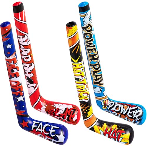 Deekin Set mit 4 aufblasbaren Hockeyschlägern, 81,3 cm, 4 trendige Stile, große aufblasbare Hockey-Party-Dekorationen, lustige Hockey-Partygeschenke, Sporthockey-Geburtstagsparty-Zubehör von Deekin