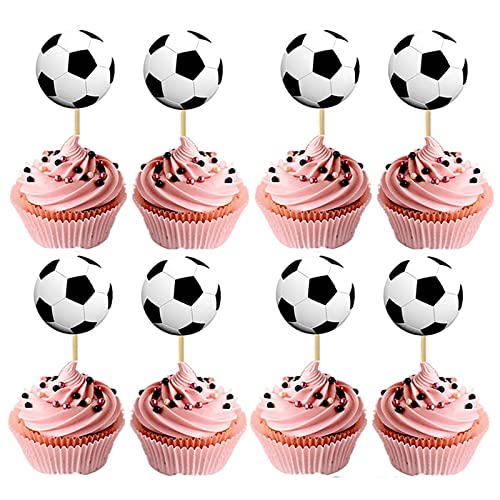 Fussball Cupcake Topper 24 Stück,Fußball Geburtstag Tortendeko Muffins Deko, Kuchendeko Tortenaufleger für Kinder Junge Fußball Sport Geburtstag Party Desserts Kuchendeckel Dekoration von Deen