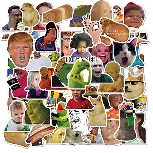 Meme Sticker Set,50 Stück Lustige Meme Aufkleber für Laptop,Classic Vinyl Meme Aufkleber für Kinder Teens Erwachsene Auto Laptop Skateboard Fahrrad Moped Motorrad Fahrrad Computer Scrapbook Geschenk von Deen