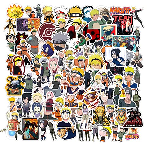 Deen nime Naruto Sticker Set 100 Stück,Wasserdichte Anime Aufkleber Pack Kinder Jugendliche Erwachsene Vinyl Auto für Laptop Skateboard Motorrad Wasserflaschen Gepäck Graffiti Stickers von Deen