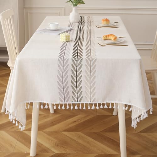 Deep Dream Tischdecke, rechteckig, rustikal, wasserdicht, Baumwollleinen, knitterfrei, Bauernhaus-Stil, Tischdecke für Partys, Küche, Esszimmer, Urlaub, 140 x 177 cm, 4–6 Sitze von Deep Dream