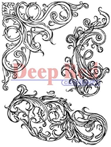 Deep Red Cling Stamp-Fleur Scroll Deep Red Cling Stamp-Fleur Scroll von Deep Red Stamps