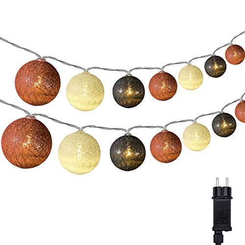 DeepDream Cotton Ball Lichterkette, 5m 20 LED Kugeln Lichterkette Innen Lichterkette Baumwollkugeln Lichterkette mit Stecker für Kinderzimmer, Schlafzimmer, Hochzeit, Party, Festival (Braun) von DeepDream