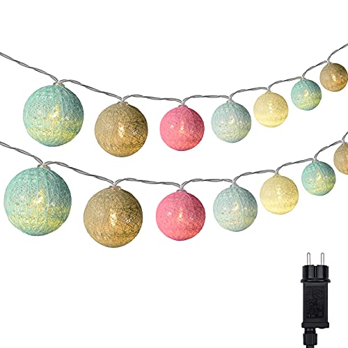 DeepDream Cotton Ball Lichterkette, 5m 20 LED Kugeln Lichterkette Innen Lichterkette Baumwollkugeln Lichterkette mit Stecker für Kinderzimmer, Schlafzimmer, Hochzeit, Party, Festival (Bunt) von DeepDream