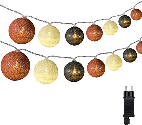 DeepDream Cotton Ball Lichterkette, 6.6m 30 LED Kugeln Lichterkette Innen Lichterkette Baumwollkugeln Lichterkette mit Stecker für Kinderzimmer, Schlafzimmer, Hochzeit, Party, Festival (Braun) von DeepDream