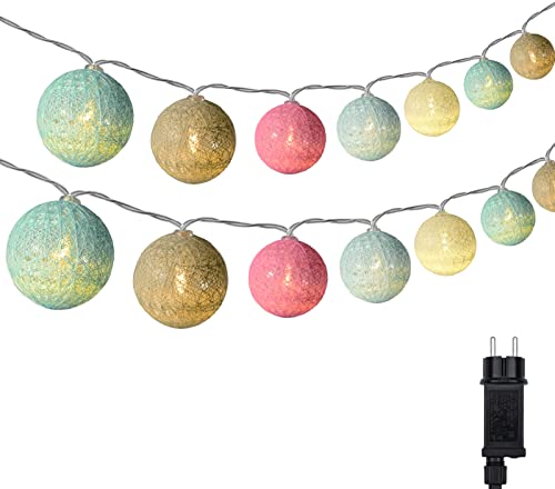 DeepDream Cotton Ball Lichterkette, 6.6m 30 LED Kugeln Lichterkette Innen Lichterkette Baumwollkugeln Lichterkette mit Stecker für Kinderzimmer, Schlafzimmer, Hochzeit, Party, Festival (Bunt) von DeepDream