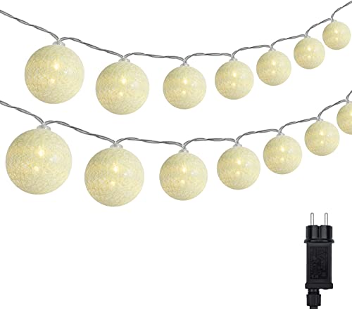 DeepDream Cotton Ball Lichterkette, 6.6m 30 LED Kugeln Lichterkette Innen Lichterkette Baumwollkugeln Lichterkette mit Stecker für Kinderzimmer, Schlafzimmer, Hochzeit, Party, Festival (Warmweiß) von DeepDream