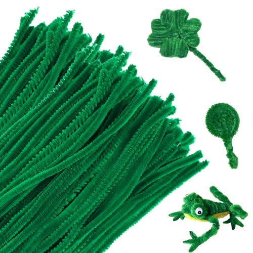 100 Stück Pfeifenreiniger zum Basteln, Pfeifenreiniger Grün Chenilledraht, 30CM Biegeplüsch Pfeifenreiniger Set, Pipe Cleaner für Kinder zum Basteln und Kreative DIY-Dekoration von Deepton