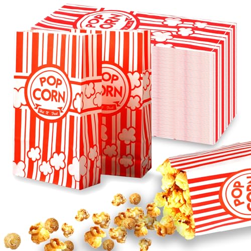 100 Stück Popcorntüten Klein, Popcorn Tüten Klein, Popcorn Boxen Papiertüten Partytüte Candy Tüte Rot & Weiß Gestreiften von Deepton