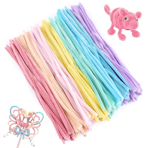 200 Stück Pfeifenputzer zum Basteln, 7 Farben Pfeifenreiniger Bastelset, 30cm Lang Pfeifenreiniger Chenilledraht, Bunt Bastelset Pipe Cleaner für DIY Projekte Bastelzubehör Dekorieren (Macaron-Farbe) von Deepton