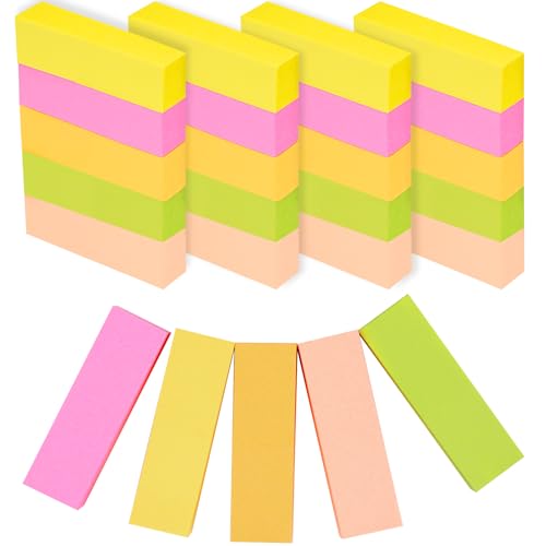 2000 Blatt Haftnotizen, 20 Stück Klein Sticky Notes, 50 x 15 mm Farbige Klebezettel, Bunt Haftnotizen Pastell, Selbstklebende Notizblöcke für Büro Schule Zuhause(5 Farben, Rechteck) von Deepton