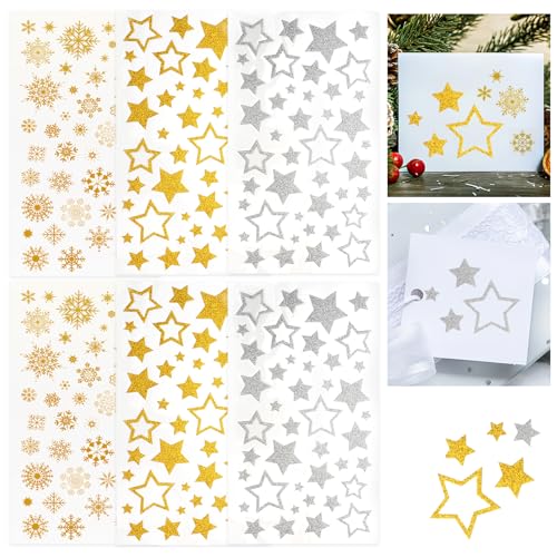 248x Sticker Stern Aufkleber Glitzer Schneeflocken Selbstklebend Weihnachtssticker Klebesterne zum Basteln für Fenster Geschenk Etiketten Etiketten - Gold Silber 248x Sticker Stern Aufkleber Glitzer Schneeflocken Selbstklebend Weihnachtssticker Klebesterne zum Basteln für Fenster Geschenk Etiketten Etiketten - Gold Silber von Deepton