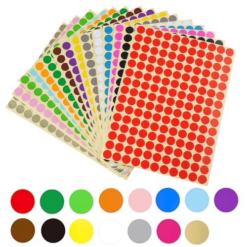2880 Stück Klebepunkte, Aufkleber Rund, Bunte Klebepunkte, 15 Farben Aufkleber Punkte, 10mm Runde Punktaufkleber, Markierungspunkte Farbig, Klebe Punkte Klein, Dot Stickers für Büro, Zuhause, Schule 2880 Stück Klebepunkte, Aufkleber Rund, Bunte Klebepunkte, 15 Farben Aufkleber Punkte, 10mm Runde Punktaufkleber, Markierungspunkte Farbig, Klebe Punkte Klein, Dot Stickers für Büro, Zuhause, Schule von Deepton