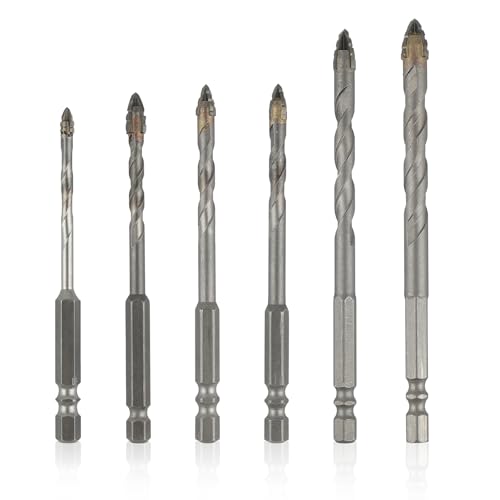 6-teiliger Exzenterbohrer Set, Vierschneidiger Bohrer mit Gewinde, Bohrersets 4/5/6/8/10/12mm Holzbohrer Steinbohrer Set für PVC-Rohre Gipskartonplatten Holz Keramikfliesen Leichtbausteine Glas von Deepton